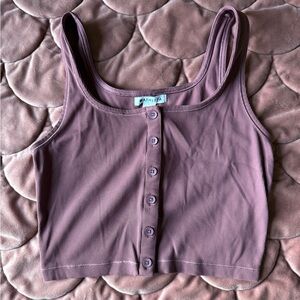 Athleta Dusty Purple Button-Front Crop Top
